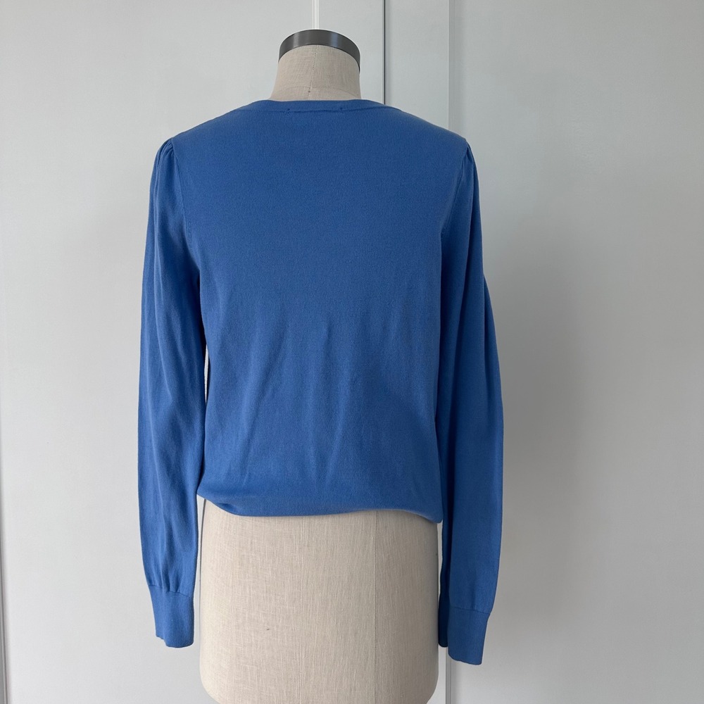 Boden Blue Puff Shoulder Crew Neck Cotton Blend Sweater K0477 Womens Small - Picture 2 of 9